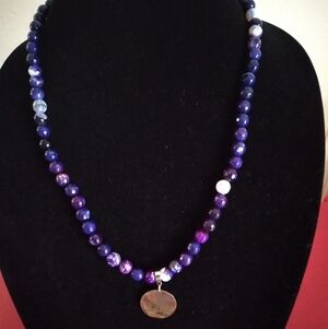 Purple Beaded Pendant Necklace - Women Jewelry